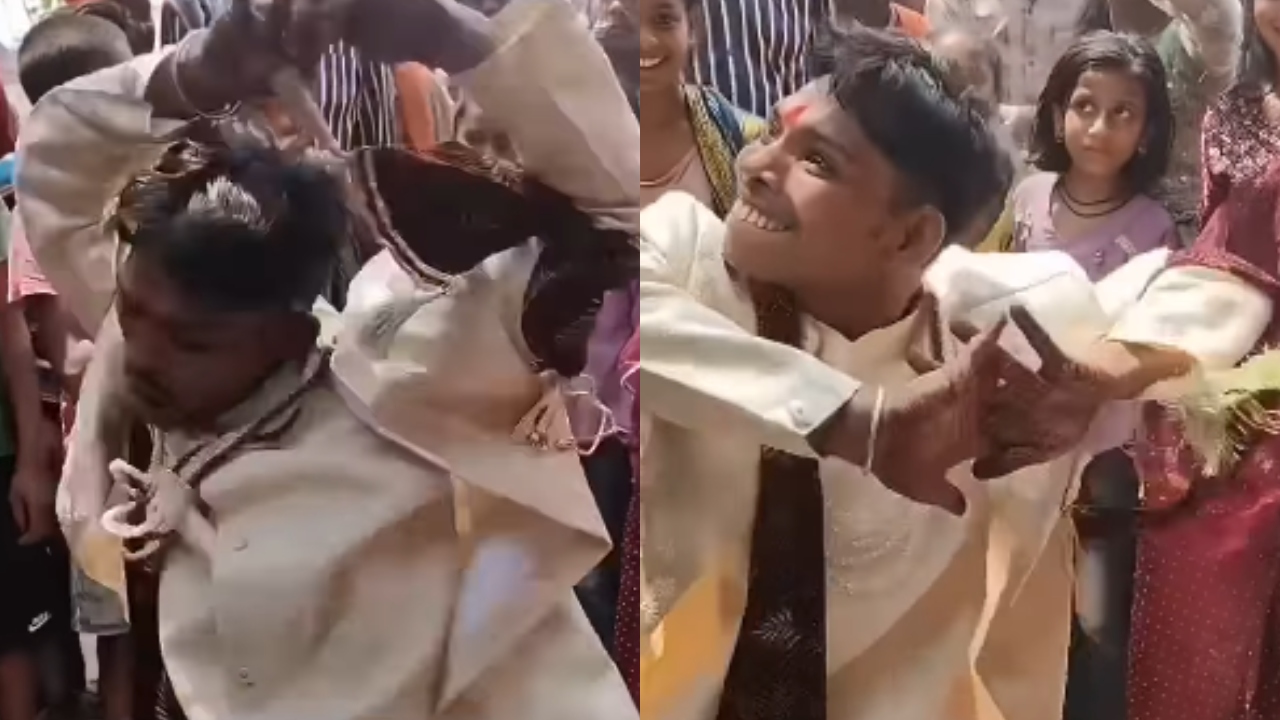 அடியாத்தி…! பாம்புக்கே டப் கொடுப்பாரு போல…. மின்னல் வேகத்தில் டான்ஸ் ஆடிய மணமகன்…. சிரிக்க வைக்கும் வீடியோ….!!