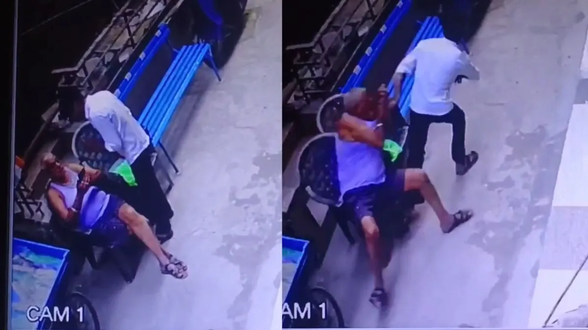 கொஞ்சம் கூட பயமில்லை… பட்டப்பகலில் முதியவரிடம் முகவரி கேட்பது போல நடித்து தங்க செயினை பறித்துச் சென்ற திருடன்…. வைரலாகும் அதிர்ச்சி வீடியோ…!!!