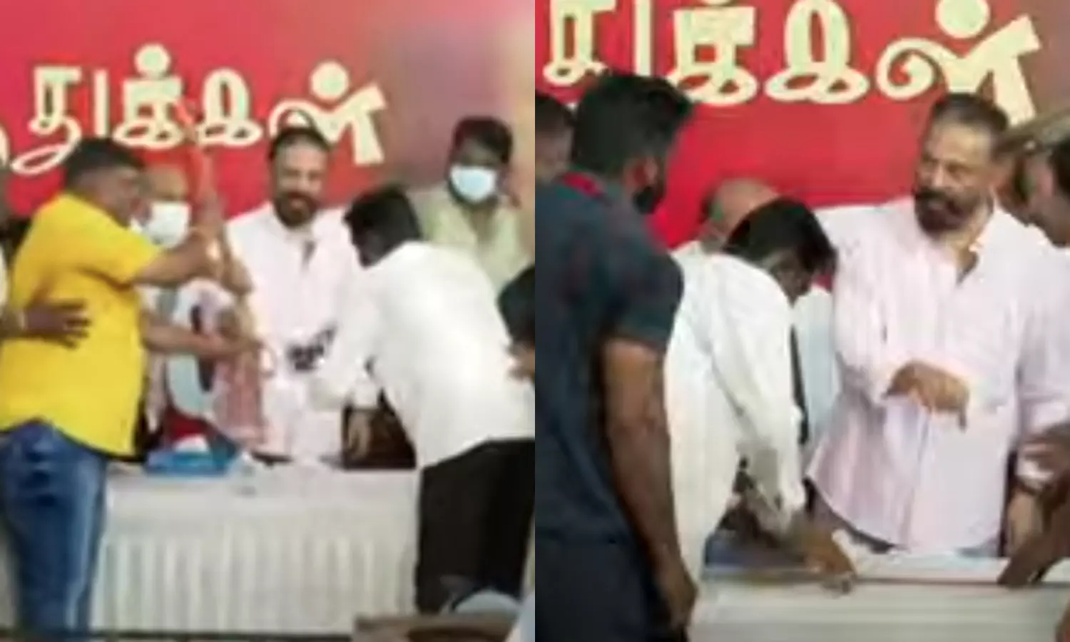 “திடீரென பெரிய வாளோடு வந்த தொண்டர்”… ஆடிப்போன நடிகர் கமல்ஹாசன்… எம்.பி பாராட்டு விழாவில் நடந்த அதிர்ச்சி… கடிந்து கொண்ட கமல்…!!!!