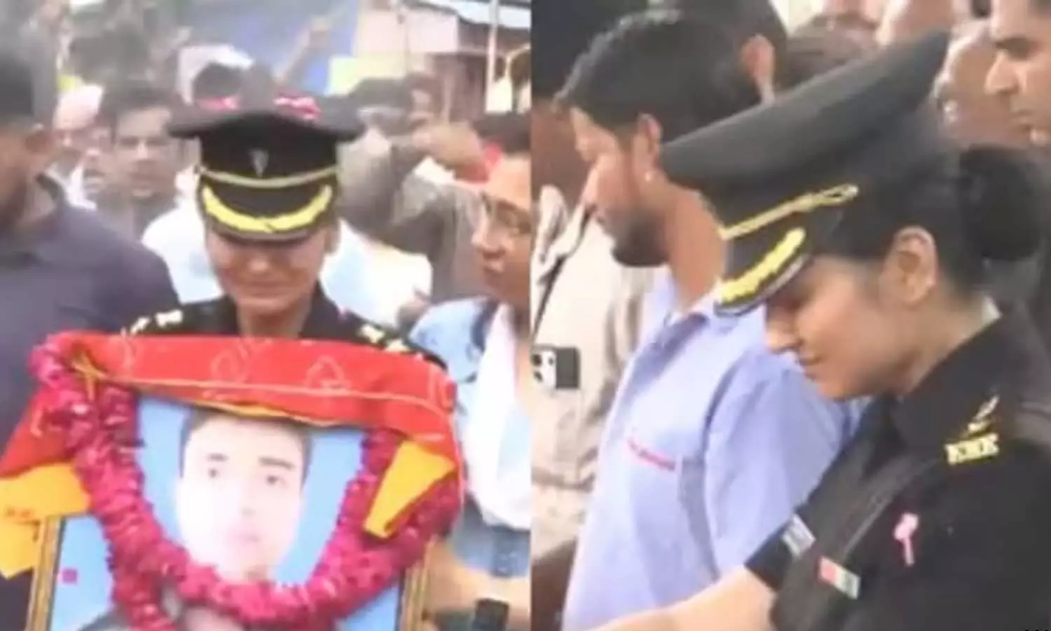 “4 மாதத்திற்கு முன்பு தான் இரட்டை குழந்தைகள் பிறந்துச்சு”.. ஹெலிகாப்டர் விபத்தில் விமானி பலி… ராணுவ உடையில் மனைவி கண்ணீர் மல்க அஞ்சலி…!!!