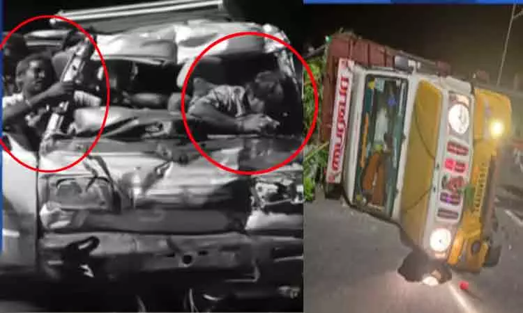 ஆம்னி கார்-மினி லாரி நேருக்கு நேர் மோதி பயங்கர விபத்து.. 7 பேர் படுகாயம்… கரூரில் அதிர்ச்சி..!!