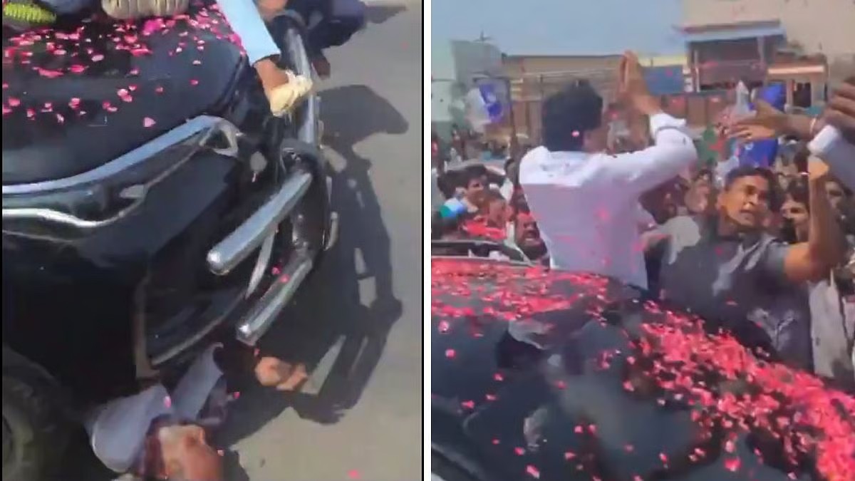 “காரில் இருந்தபடியே கையசைத்த ஜெகன்மோகன் ரெட்டி”… அதே காரில் சக்கரத்தின் அடியில் சிக்கி உயிரிழந்த தொண்டர்… வைரலாகும் அதிர்ச்சி வீடியோ…!!!