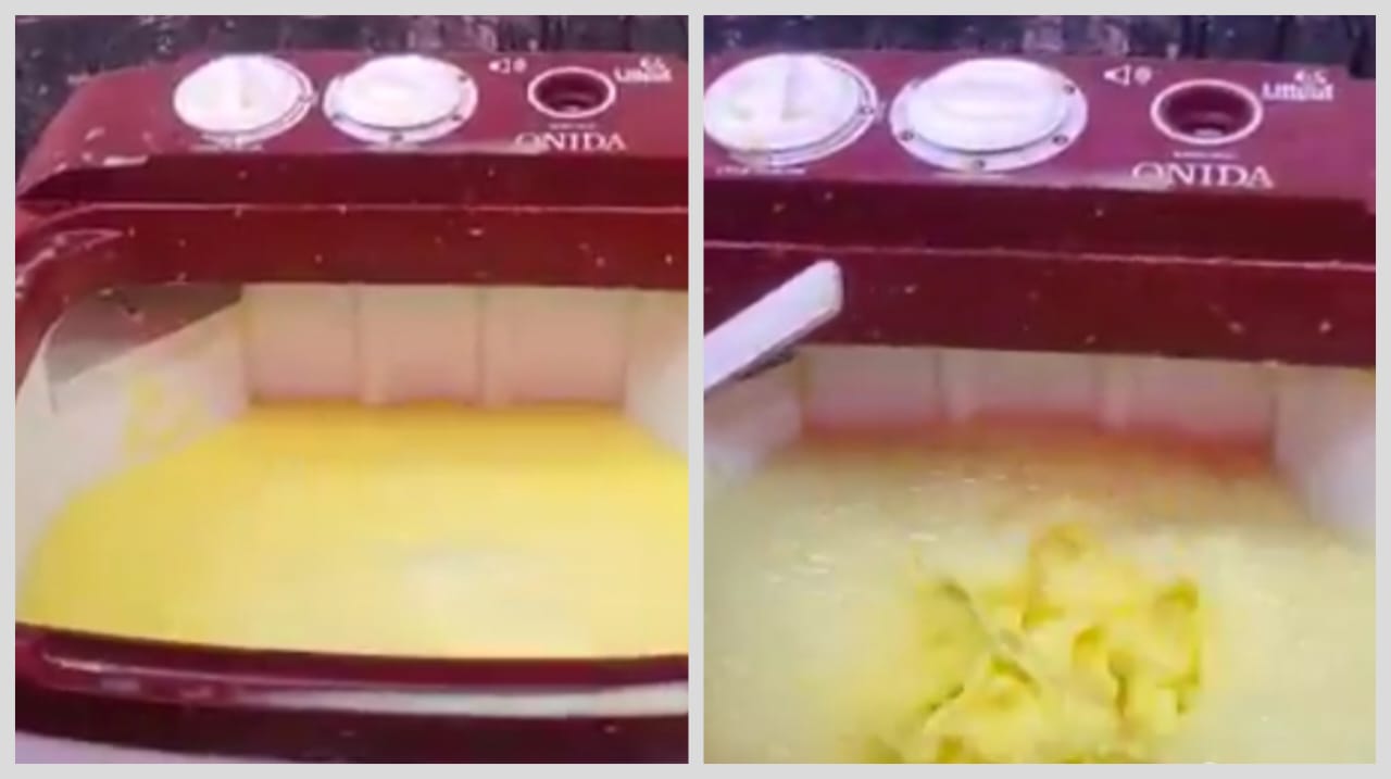 என்ன கொடுமை சார் இது..! வாஷிங் மெஷின் துணி துவைத்து பார்த்திருப்பீங்க.. ஆனா பைனாப்பிள் ஷேக் செஞ்சு பார்த்திருக்கீங்களா… வைரலாகும் வீடியோ..!!!!