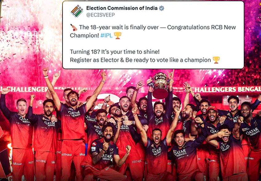 “RCB அணியின் 18 வருட காத்திருப்பு முடிவுக்கு வந்தது”… உங்களுக்கும் 18 வயது ஆகிவிட்டதா…? அப்போ சாம்பியன் போல வாக்களிக்க தயாராகுங்கள்… இந்திய தேர்தல் ஆணையம்..!!!!
