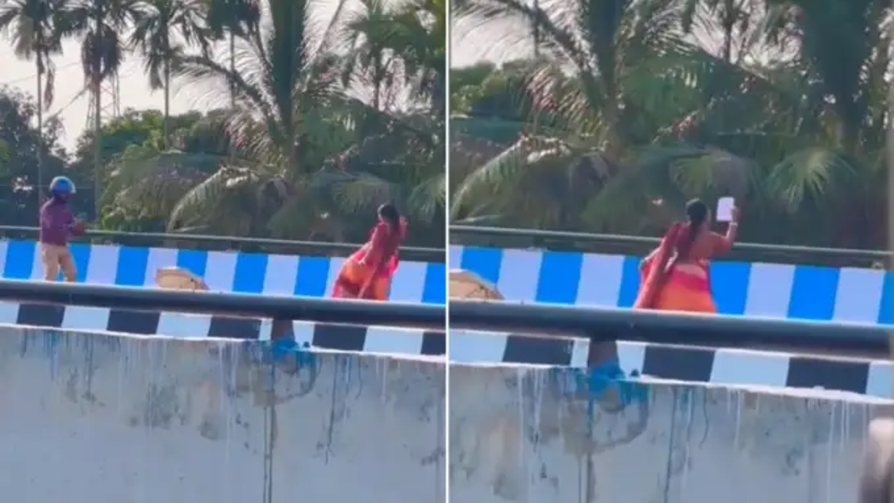 “மனைவி டான்ஸ் ஆட…. கணவர் வீடியோ எடுக்க…” நடுரோட்டில் ஷாக்காகி நின்ற வாகன ஓட்டிகள்…! இணையத்தில் வைரலாகும் வீடியோ….!!