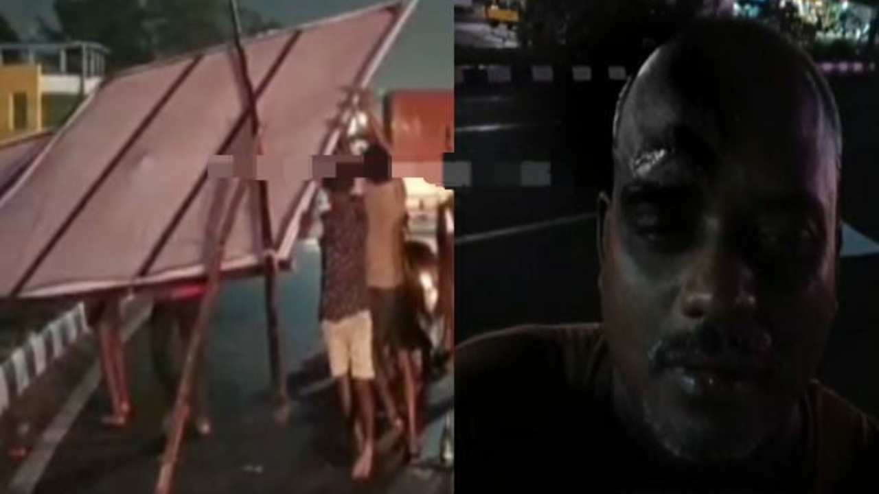 “பைக்கில் சென்றவர் மீது முறிந்து விழுந்த பிளக்ஸ் பேனர்…” வழியில் அலறி துடித்து…. ஓடி வந்த மக்கள்…. அதிர்ச்சி சம்பவம்…!!