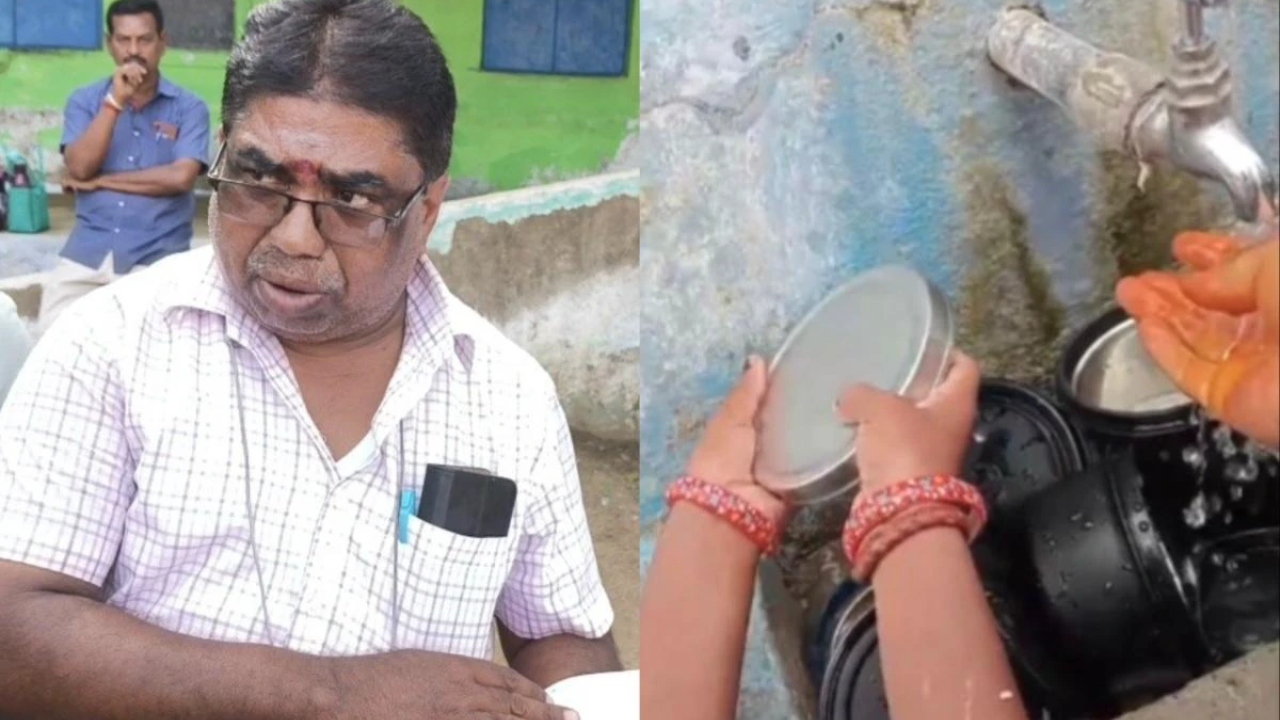 டிபன் பாக்ஸை கழுவிய மாணவிகள்….! தலைமை ஆசிரியர் மீது பாய்ந்த ஆக்ஷன்…. அதிர்ச்சி சம்பவம்….!!