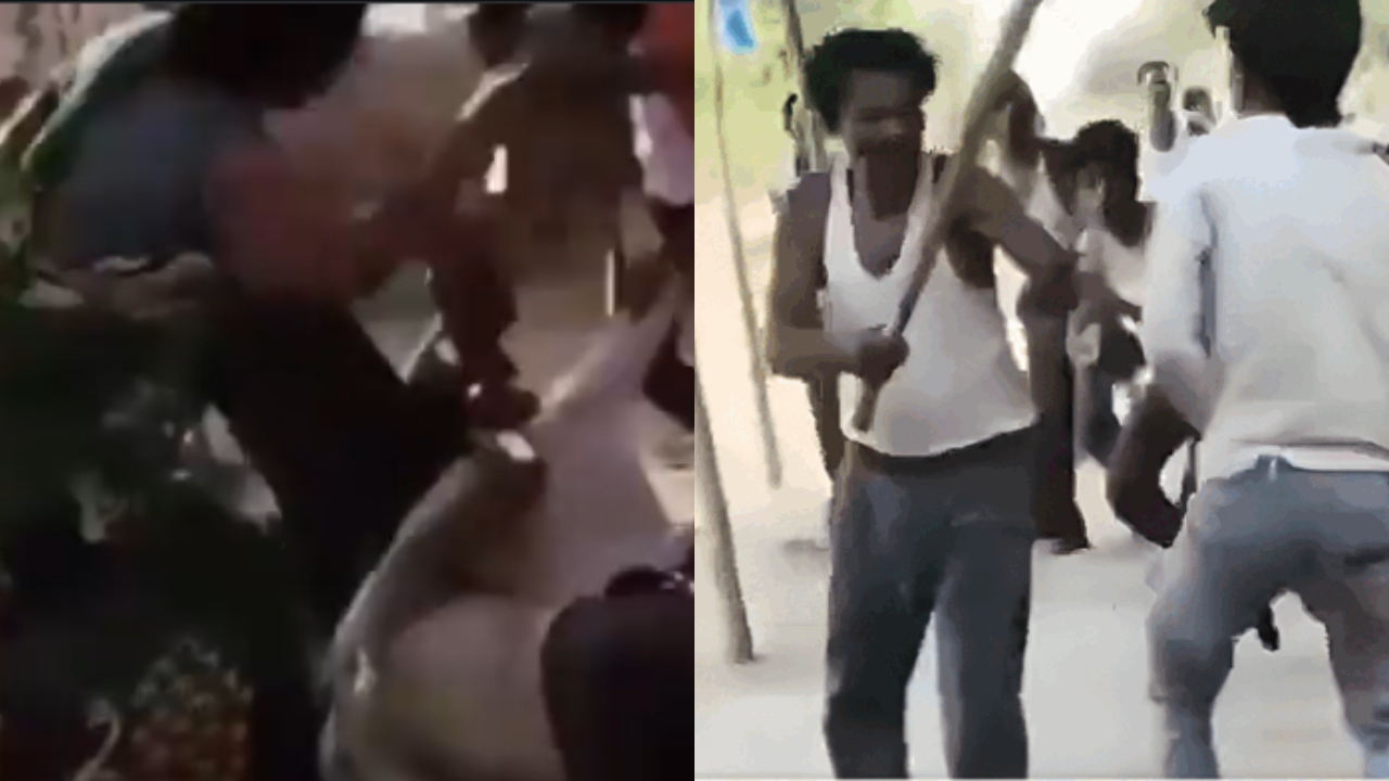 “அவங்க என்னோட கஸ்டமர்…”குச்சியால் அடித்து, தலை முடியை இழுத்து கட்டி புரண்ட கடைக்காரர்கள்…. இணையத்தில் வைரலாகும் வீடியோ….!!