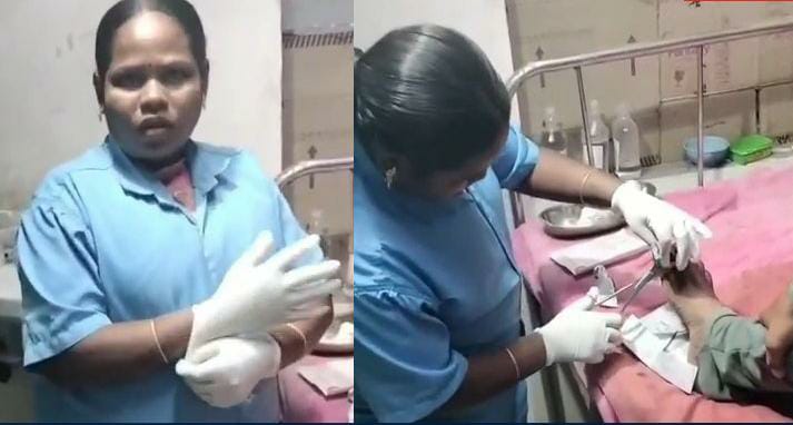 “அக்கா… நீங்களா ட்ரீட்மென்ட் செய்ய போறீங்க…?” காயத்துடன் வந்தவருக்கு சிகிச்சை அளித்த தூய்மை பணியாளர்…. அதிர்ச்சி சம்பவம்…. வலுக்கும் கண்டனம்…!!