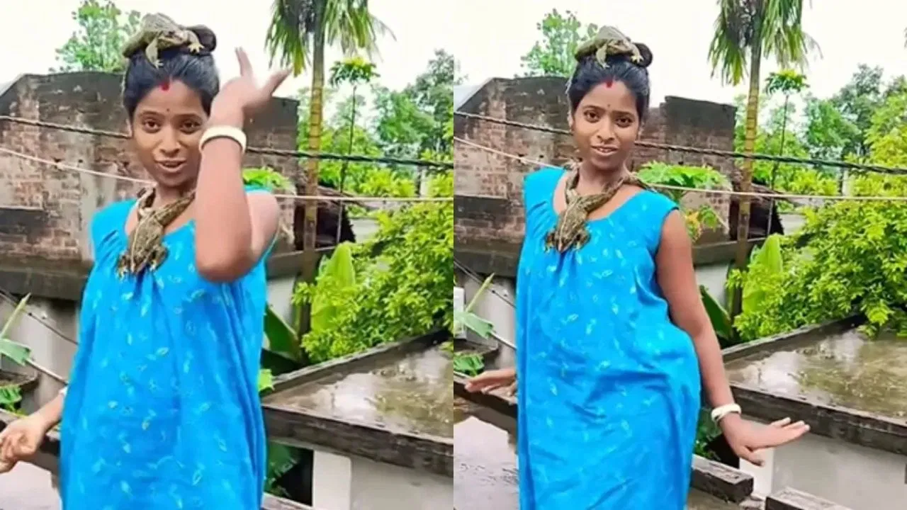 ஓஹோ இதுதான் நெக்லஸ், கிரீடமா…? தவளைகளை கழுத்து, தலையில் வைத்து டான்ஸ் ஆடும் பெண்…. வயிறு குலுங்க சிரிக்க வைக்கும் வீடியோ….!!