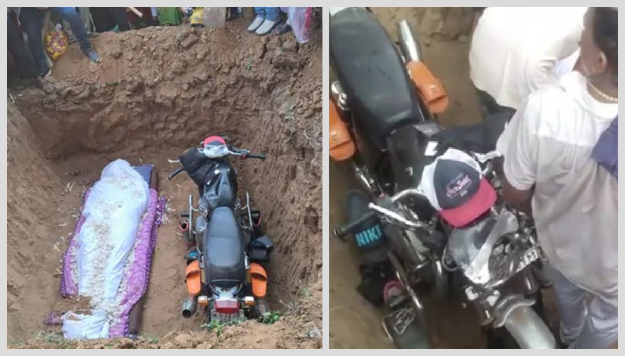 “பெற்றோருக்கு ஒரே ஒரு மகன்”… கார் இருந்தாலும் எப்பவும் பைக் தான்.. விபத்தில் பலியான சோகம்… சடலத்துடன் பைக்கையும் புதைத்த பெற்றோர்… கலங்க வைக்கும் சம்பவம்…!!!!