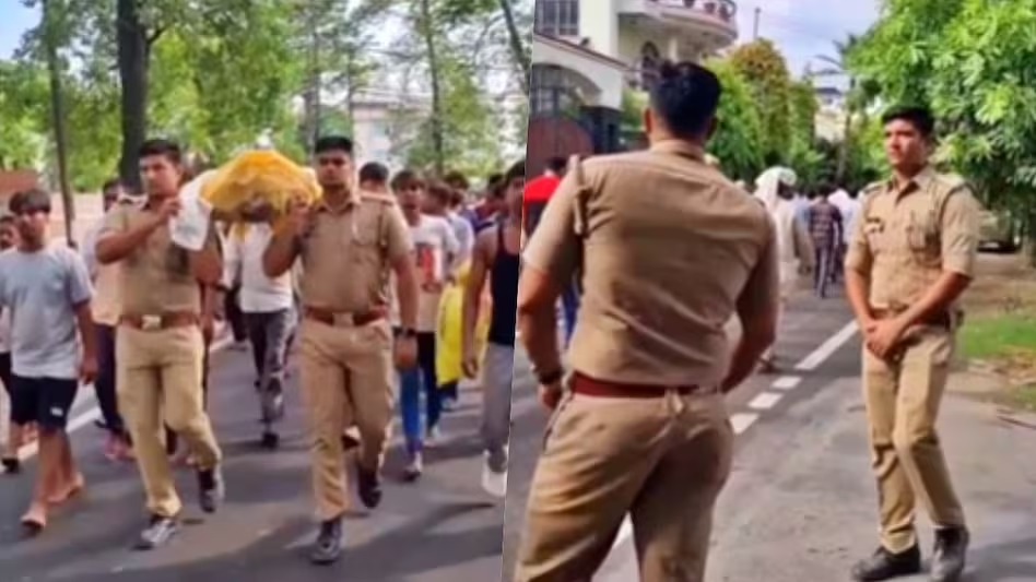 நீங்களுமா…! “புகழுக்காக பிணத்தைக் கூடவா பயன்படுத்தணும்”…. பாலிவுட் பாடலுடன் சவத்தை தூக்கி ரீல்ஸ் வீடியோ போட்ட போலீஸ்காரர்கள்… குவியும் கண்டனம்…!!!