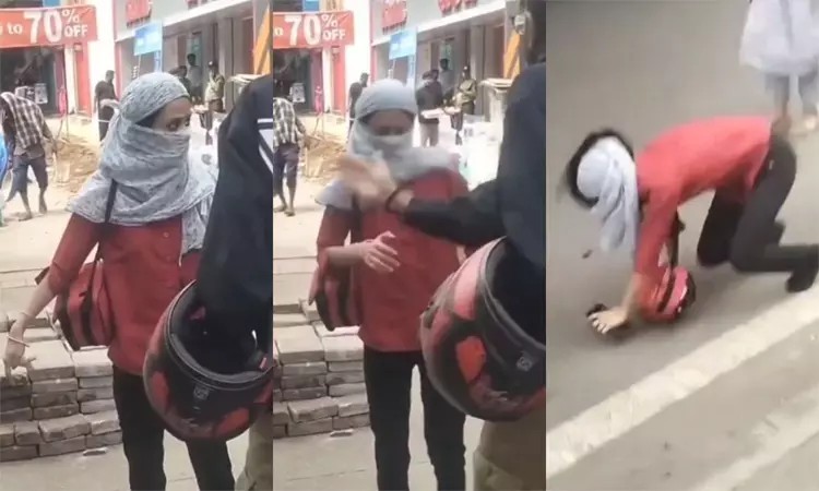 “நடு ரோட்டில் இளம்பெண்ணை ஓங்கி அடித்த பைக் டாக்ஸி ஓட்டுனர்”… தடுமாறி விழுந்த பரிதாபம்… வைரலாகும் அதிர்ச்சி வீடியோ..!!!