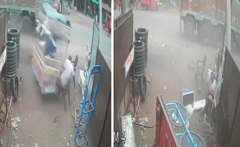 “ஃபுல் போதையில் தறிகெட்டு வந்த லாரி ஓட்டுநர்”… அடுத்தடுத்து வாகனங்கள் மீது மோதி விபத்து.. வாலிபர் மரணம்… நெஞ்சை பதற வைக்கும் வீடியோ..!!!