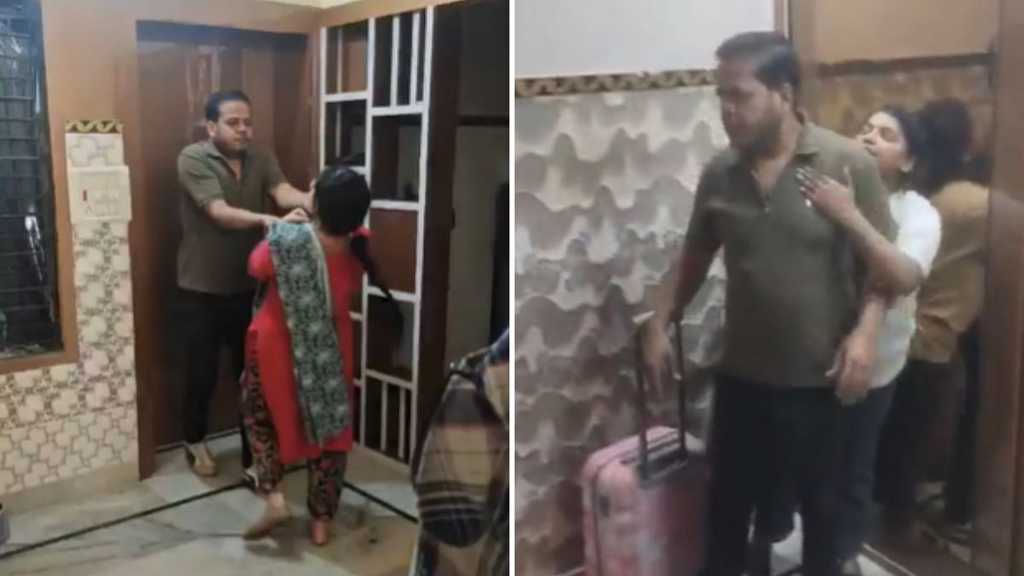 “காதலியுடன் ஒரே வீட்டில்”… கணவனை காணக்கூடாத கோலத்தில் கண்ட மனைவி… தெருவில் இழுத்துப் போட்டு வெளுத்தெடுத்த சம்பவம்… வீடியோ வைரல்..!!!