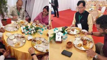 “வெள்ளித்தட்டில் ஆடம்பர விருந்து”… ஒரு தட்டின் விலை ரூ.500, ஒரு சாப்பாட்டின் விலை ‌ரூ.5000… விருந்துக்கு ‌ரூ.27 லட்சம் செலவு… பாஜக அரசுக்கு காங்கிரஸ் கண்டனம்..!!!
