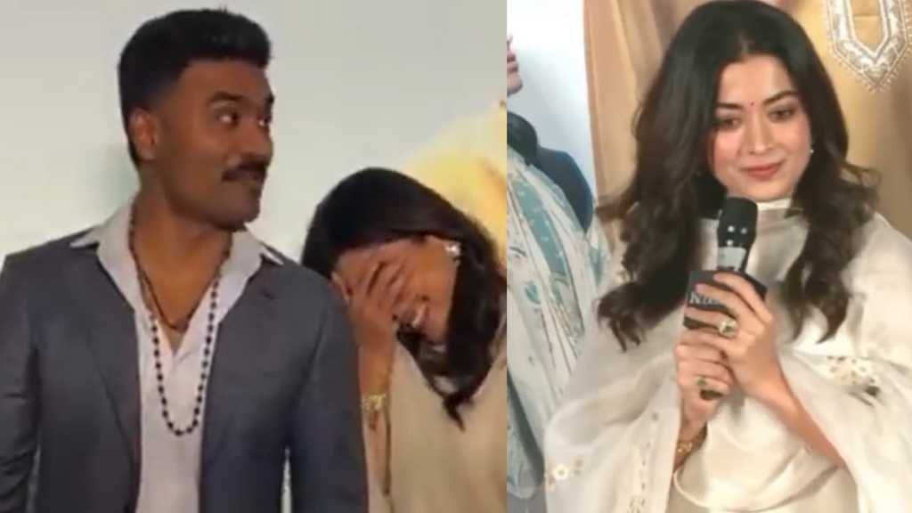 “தமிழ்ல பேசுனா புரியாது”… எனக்கு ஹிந்தி தெரியாது… நடிகை ராஷ்மிகாவை மேடையில் வைத்தேன் நோஸ் கட் செய்த நடிகர் தனுஷ்…. வைரலாகும் வீடியோ…!!
