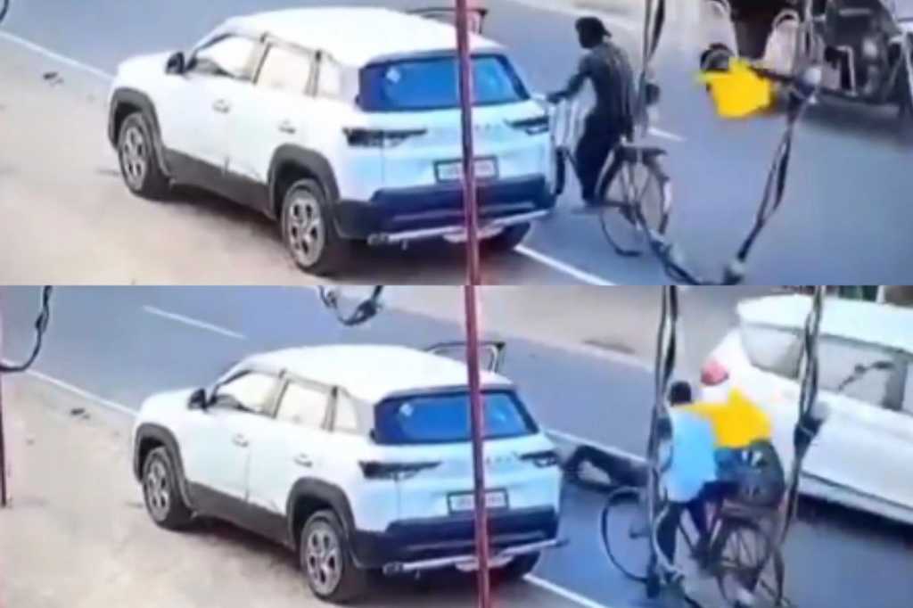 இவ்வளவா அசால்ட்டா இருப்பீங்களா…? “கார் கதவைத் திறந்ததால் உயிருக்கு போராடும் சைக்கிளில் சென்ற நபர்”…. பதை பதைக்க வைக்கும் வீடியோ…!!!