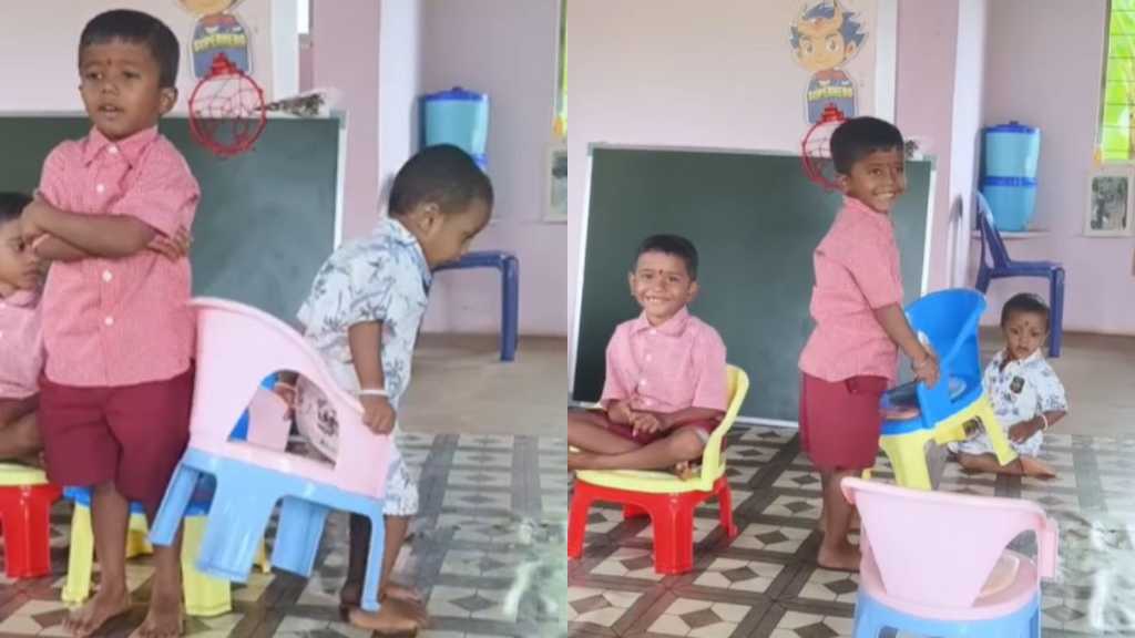 “நாற்காலியை வெச்சாலும் பிரச்சனை எடுத்தாலும் பிரச்சனை”… அந்தப் பையன் பாவம்… குழந்தை படுத்துற பாடு இருக்கே… பள்ளியில் நடந்த க்யூட் சம்பவம்… வீடியோ வைரல்..!!