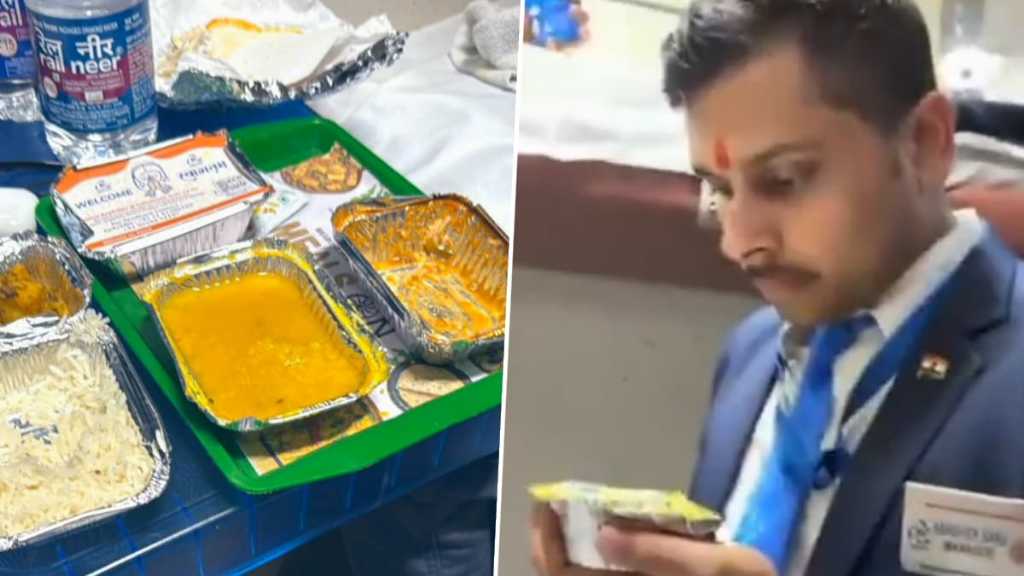 “கெட்டுப் போய் துர்நாற்றம் வீசுது”… இதை எப்படி சாப்பிட முடியும்.. பீரீமியம் ரயிலில் இப்படியா…?  மலுப்பலாக பதிலளித்த மேலாளர்… வீடியோ வைரல்…!!!!