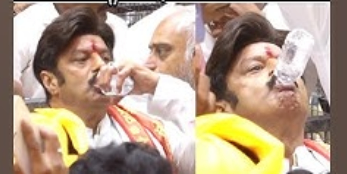 “பாலையா ஸ்டைலே தனி தான்”.. தலைக்கு மேல் பறந்த கத்தி… அவர் தண்ணீர் குடிக்கிற அழகை பார்க்கணுமே… இணையத்தை கலக்கும் வீடியோக்கள்…!!!