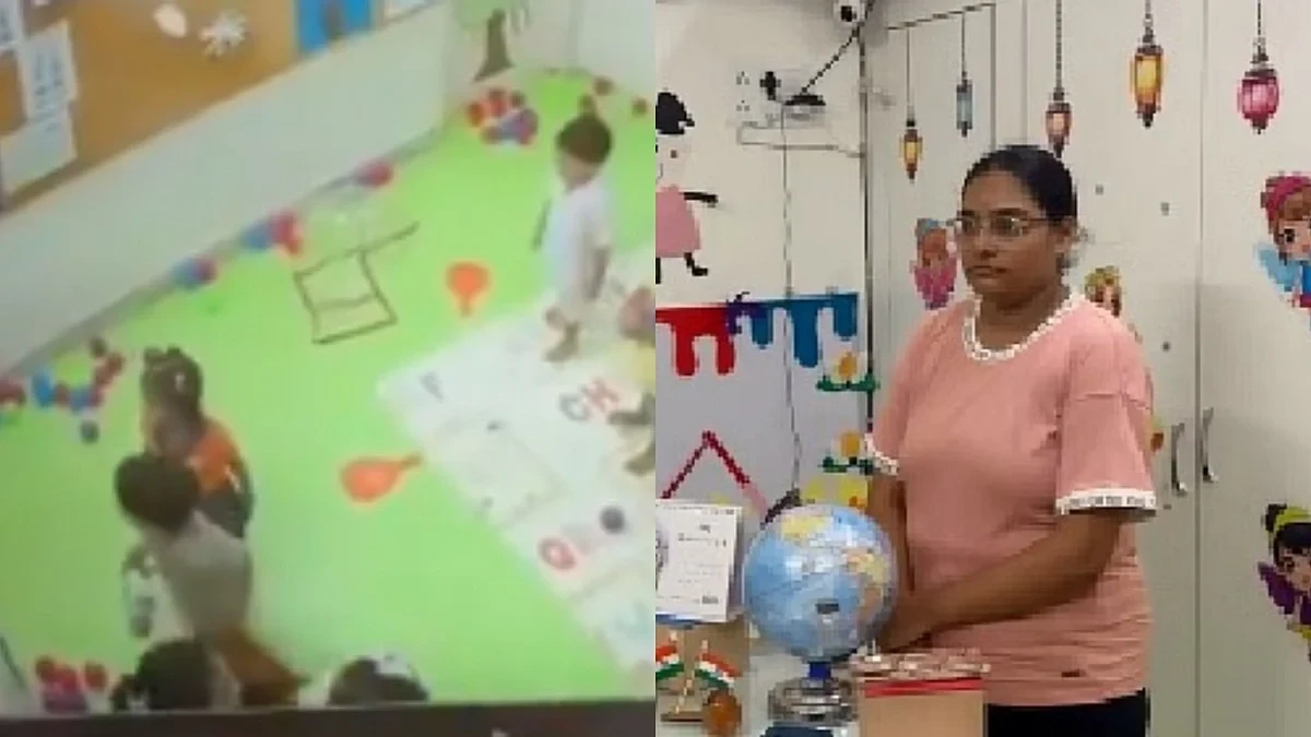 குழந்தைன்னு கூட பார்க்காம இப்படியா….? அடித்து சித்திரவதை செய்த ஆசிரியர்…. அழுது அடம்பிடித்த சிறுமி…. அதிர்ச்சியூட்டும் வீடியோ….!!