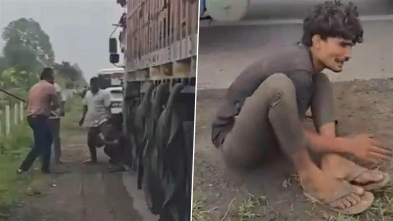 நெடுஞ்சாலையில் நிற்காமல் சென்ற லாரி… கம்பியை வீசி டயரை கிழித்து நிறுத்திய ஆர்டிஓ அதிகாரிகள்… டிரைவருக்கு நேர்ந்த கொடூரம்… வைரலாகும் வீடியோ…!!!
