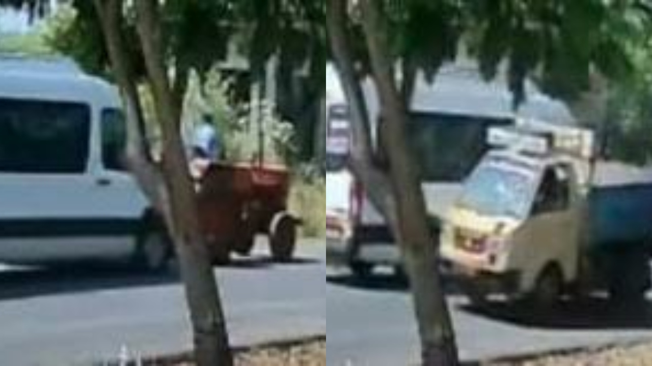 திக் திக் நிமிடங்கள்….! டிராக்டர் மீது அதிவேகமாக மோதிய சுற்றுலா வேன்…. பதைப்பதைக்கும் வீடியோ…!!