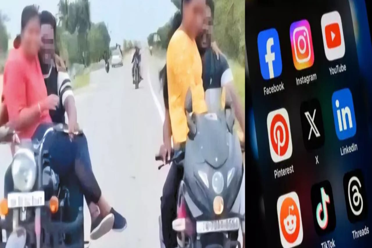 ஐயோ..! உங்க அட்ராசிட்டி தாங்க முடியல பா… நெடுஞ்சாலையில் வண்டியின் பெட்ரோல் டேங்கில் மாணவிகள்… சாகசம் காட்டிய கணவன்மார்கள்… போலீஸ் அதிரடி…!!!