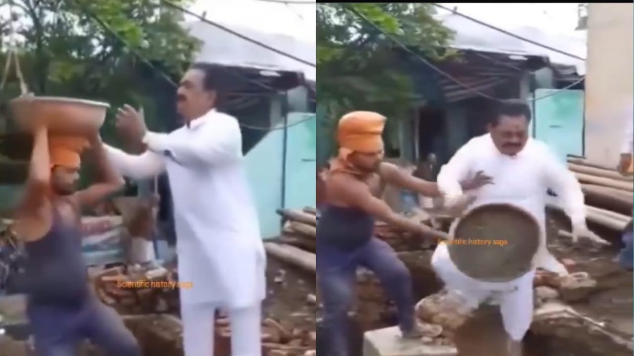 சமூக சேவை.. “இந்த போட்டோ நல்லா இல்ல திரும்ப எடுங்க”… நிலைத்தடுமாறி 6 அடி குழிக்குள் விழுந்த நபர் … வைரலாகும் வீடியோ…!!!