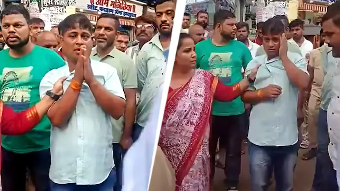 “சட்டையை பிடித்து, சரமாரியாக அடித்து….” ஆட்டோ ஓட்டுநரை வலுக்கட்டாயமாக மன்னிப்பு கேட்க வைத்த சிவசேனா மற்றும் MNS தொண்டர்கள்…. வைரலாகும் அதிர்ச்சி வீடியோ….!!