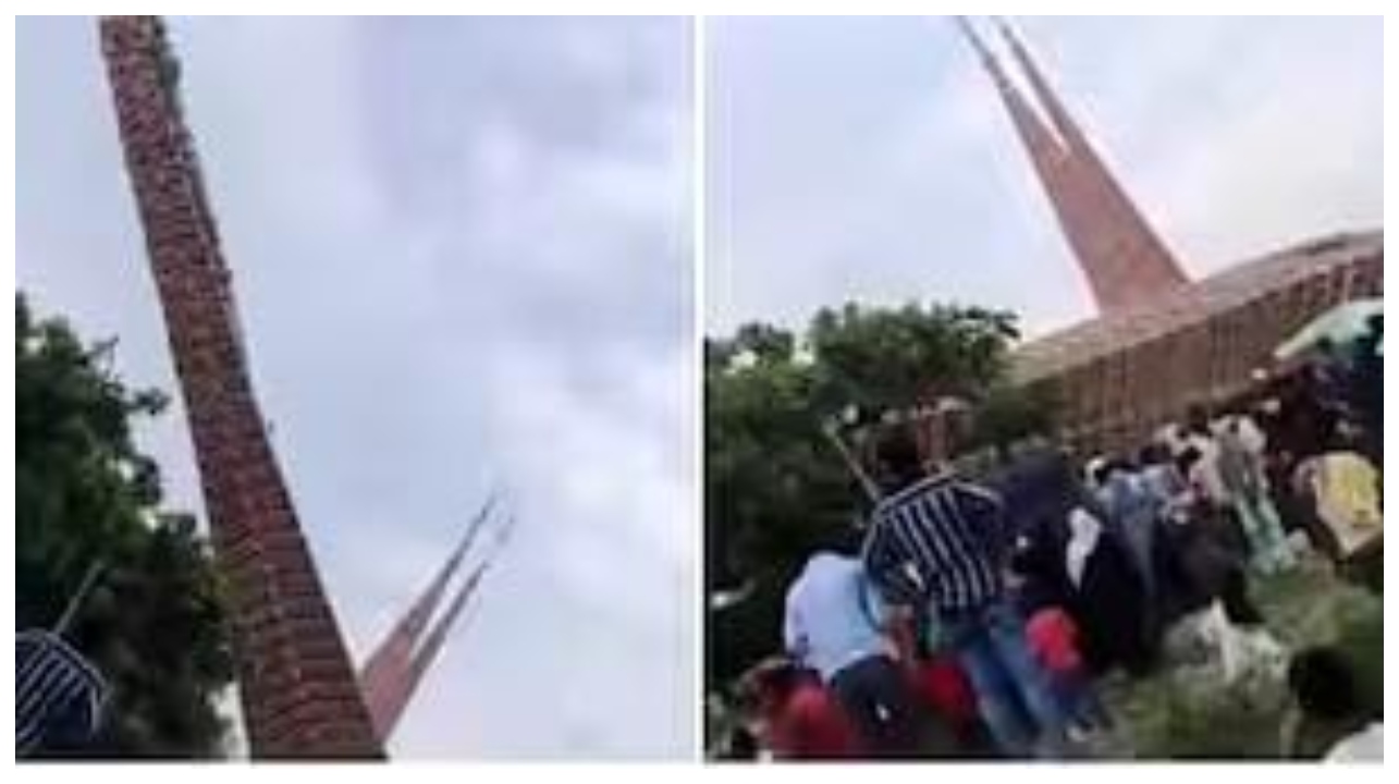 மொகரம் பண்டிகையின் போது சுமார் 170 அடி உயரமுள்ள தாசியா இடிந்து மின் கம்பியில் விழுந்தது… அலறியடித்து ஓடிய மக்கள்… வைரலாகும் அதிர்ச்சி வீடியோ…!!