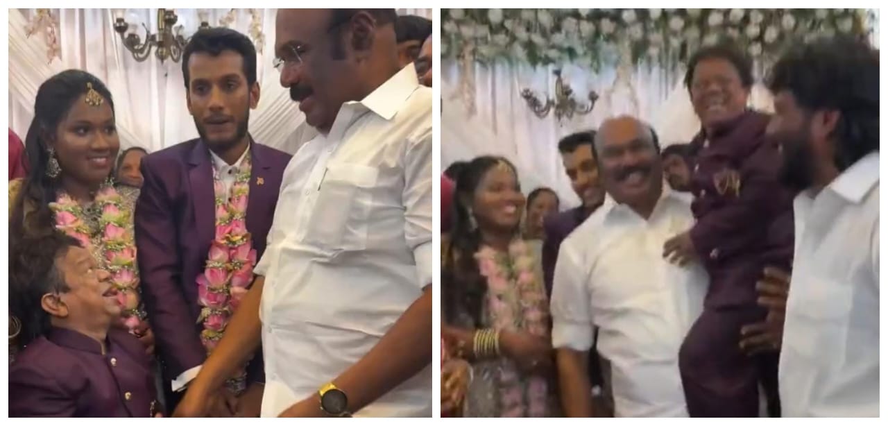 மகளின் திருமணத்தில் செம சிரிப்புடன் நடிகர் கிங்காங்… இடுப்பில் தூக்கி வைத்து போட்டோவுக்கு போஸ் கொடுத்த முன்னாள் அமைச்சர்… வைரலாகும் வீடியோ…!!