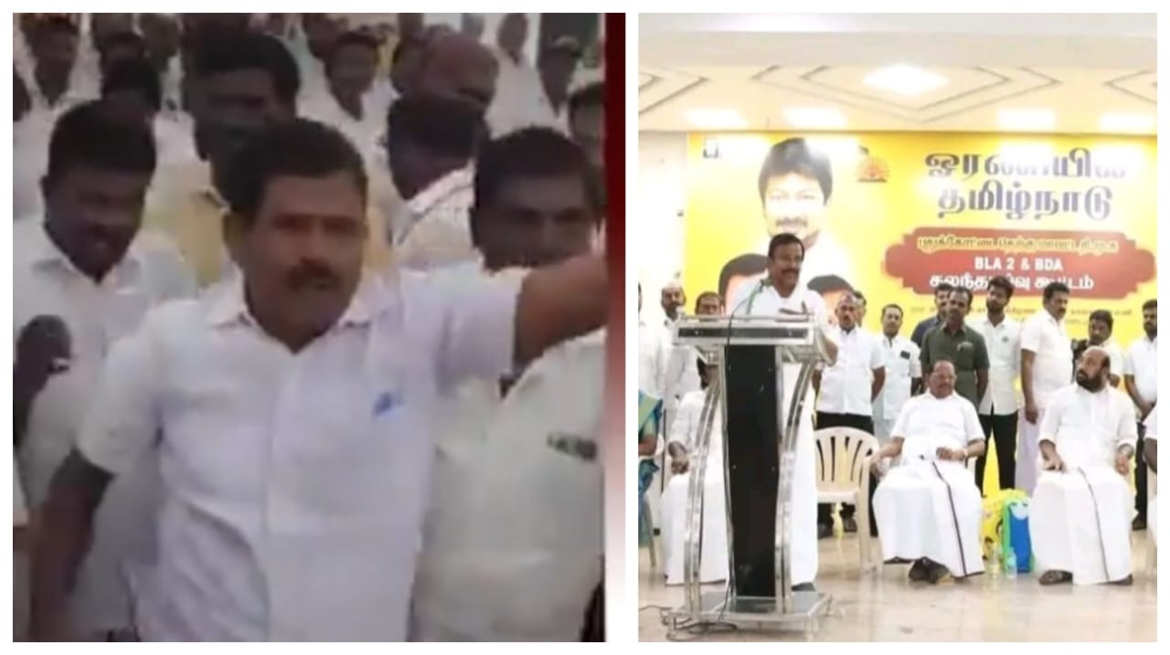 இதுதான் உங்க ஓரணியா..? “அமைச்சர் போட்டோ எங்கே”..? அமைச்சர் கே.என் நேருவுடன் மல்லுக்கட்டிய திமுக நிர்வாகிகள்… வைரலாகும் வீடியோ…!!!!