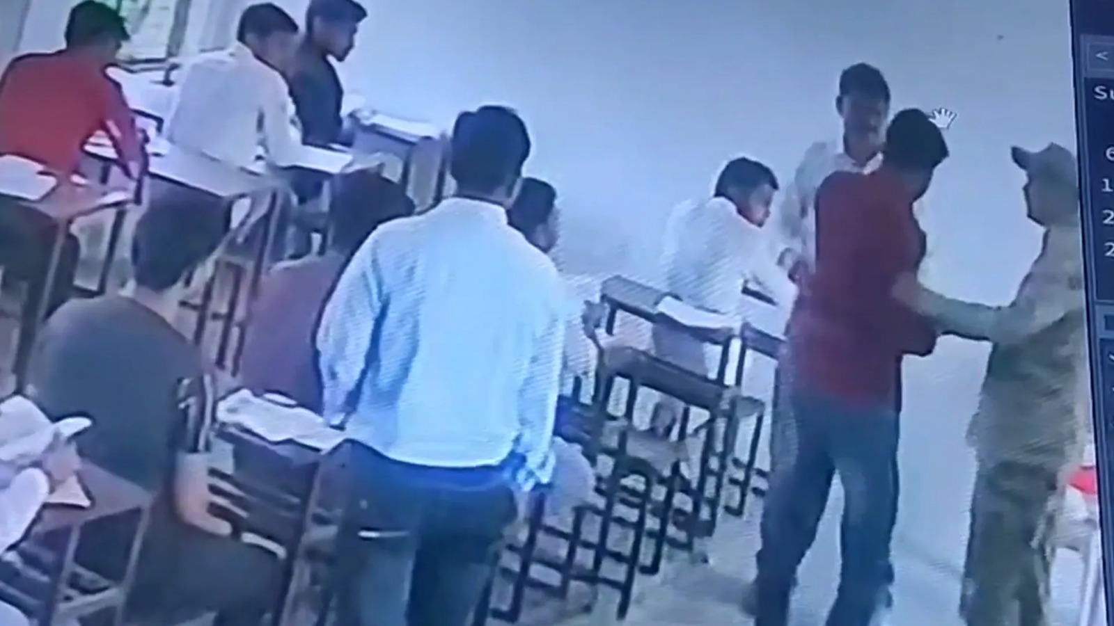 காப்பி அடிச்சி எழுதுறியா…? “மாணவருக்கு பளார் விட்ட மாவட்ட ஆட்சியர்….” சட்டையை பிடித்து இழுத்து சென்று…. கண்டனத்தை குவிக்கும் வீடியோ….!!