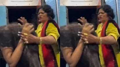ரீல்ஸ் பேய் பிடிச்சிருக்கு..! நான் விரட்டறேன்… ஓடும் ரயிலில் கதவருகே நின்று ரீல்ஸ் வீடியோ எடுத்த பெண்ணை வெளுத்தெடுத்த அத்தை… வைரலாகும் வீடியோ…!!!!!