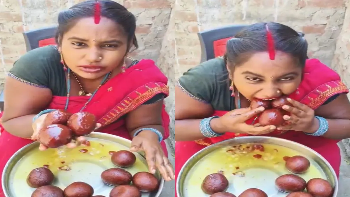 ட்ரெண்ட்க்காக இப்படி கூடவா செய்வாங்க..! ஒரே நேரத்தில் வாயில் குலோப் ஜாமுன்களை திணித்த பெண்… வறுத்தெடுக்கும் நெட்டிசன்கள்… வைரலாகும் வீடியோ..!!