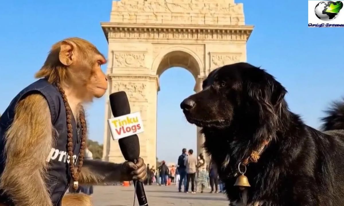 ஹா ஹா..! “இவங்கதான் புது பிரபலம்”… குரங்கு பேட்டி எடுக்க நாய் பதில் சொல்ல… என்ன ஒரு நேர்காணல்.. காரணத்தை கேட்டா ஆடிப் போடுவீங்க… நீங்களே வீடியோவை பாருங்க….!!!