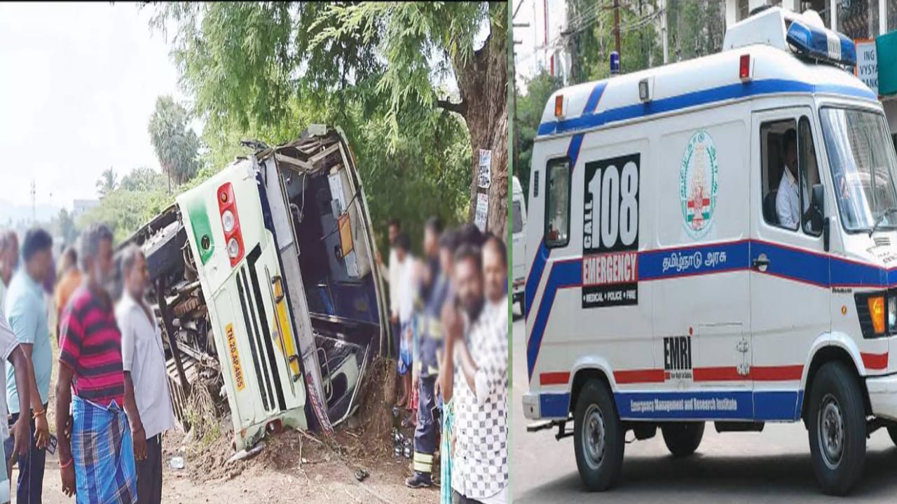 தமிழகத்தில் காலையிலேயே அதிர்ச்சி…! பேருந்து கவிழ்ந்து பயங்கர விபத்து… 34 பேர் படுகாயம்…!!!