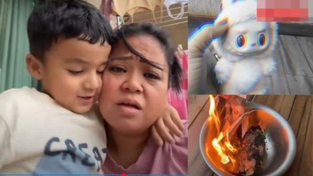 இது புது புரளியா இருக்கே…! மகனின் நடத்தை மோசமானதற்கு அதுதான் காரணம்… லபுபு பொம்மையை எரித்த நகைச்சுவை நடிகை… அதிர்ச்சி சம்பவம்  ..!!