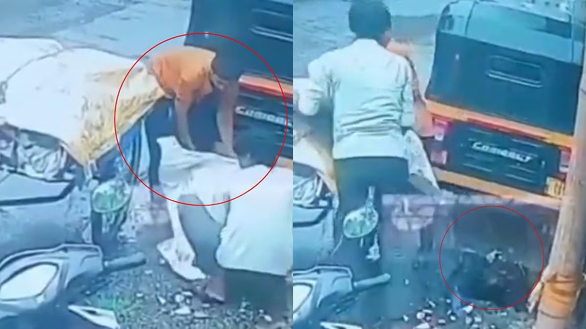 அடப்பாவிகளா..! இத கூட விட்டு வைக்க மாட்டீங்களா…? பட்டப் பகலில் சாக்கடை மூடியை லாவகமாக தூக்கிய திருடர்கள்… வைரலாகும் அதிர்ச்சி வீடியோ…!!!!