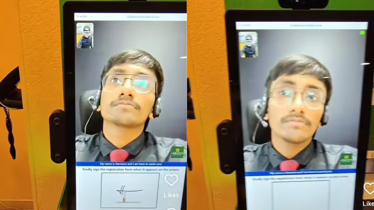 இது ரிமோட்டு காலம்..! எல்லாமே ரோபோடிக் தான்… ஹோட்டலில் டிஜிட்டல் வரவேற்பாளர்… அசத்தெல்லா பேசுதுப்பா… நீங்களே வீடியோவை பாருங்க…!!!