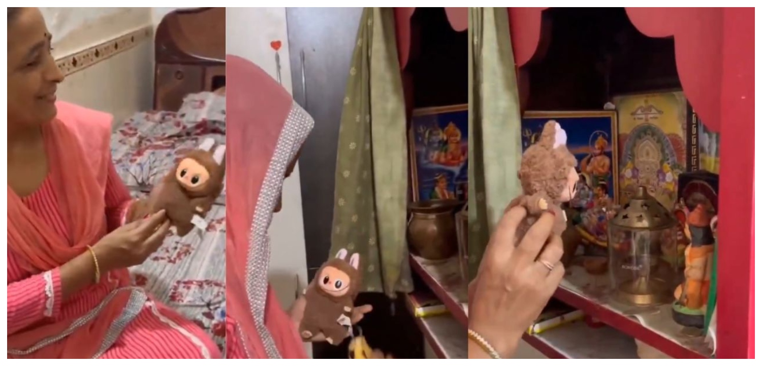 இதுதான் சீனாவின் கடவுள்… லாபூபு பொம்மையை வைத்து வழிபட்ட பெண்… வைரலாகும் வீடியோ…!!!