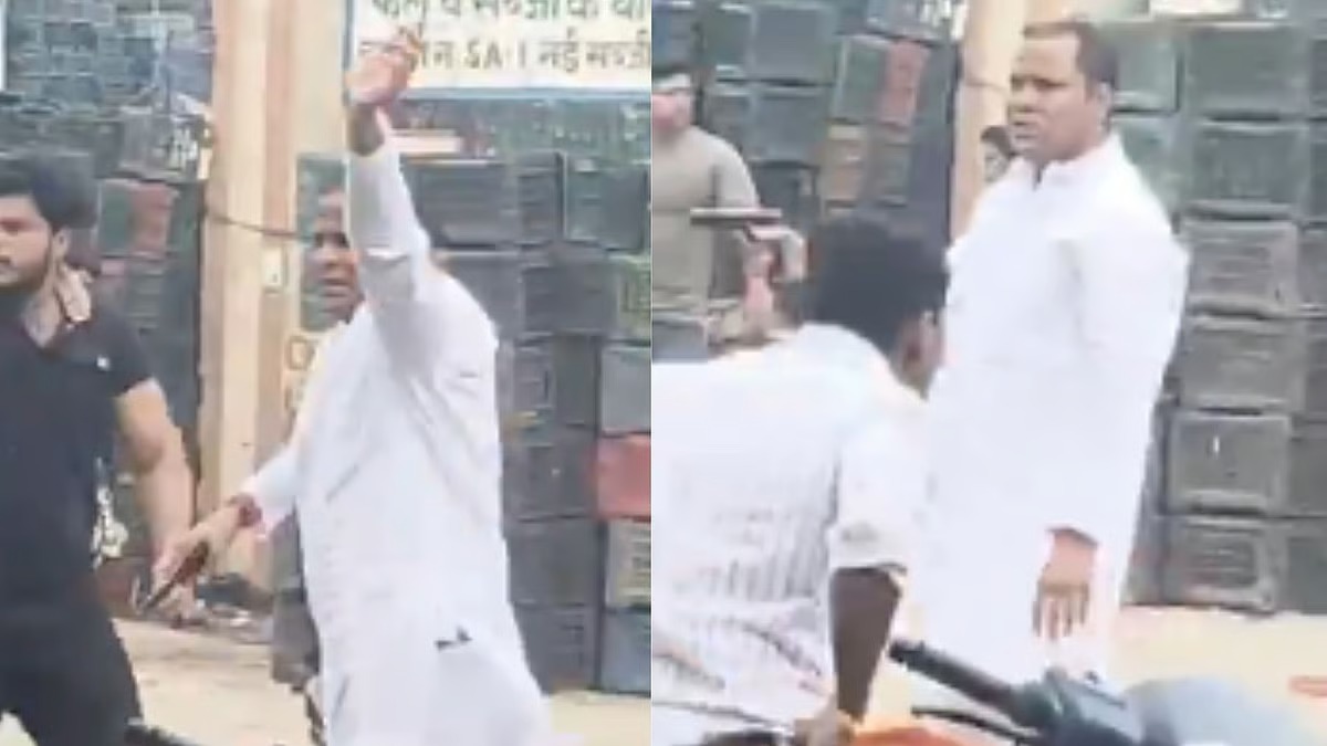“பட்ட பகலில் சந்தைக்குள் புகுந்து அட்டூழியம்”… துப்பாக்கியை எடுத்து கடைக்காரர்களை துரத்தி துரத்தி.. ரத்த வெள்ளத்தில் உயிரிழந்த நபர்… வீடியோ வெளியாகி பரபரப்பு…!!!