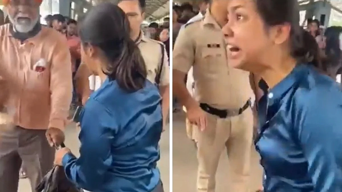 ஏம்மா.. உன் கிட்ட ட்ரெயின் டிக்கெட் எங்கன்னு கேட்டது குத்தமா?… பையில டிக்கெட் இல்ல… அதிகாரிகளிடம் கத்தி ஆர்ப்பாட்டம் செய்த பெண்… வைரலாகும் வீடியோ…!!!