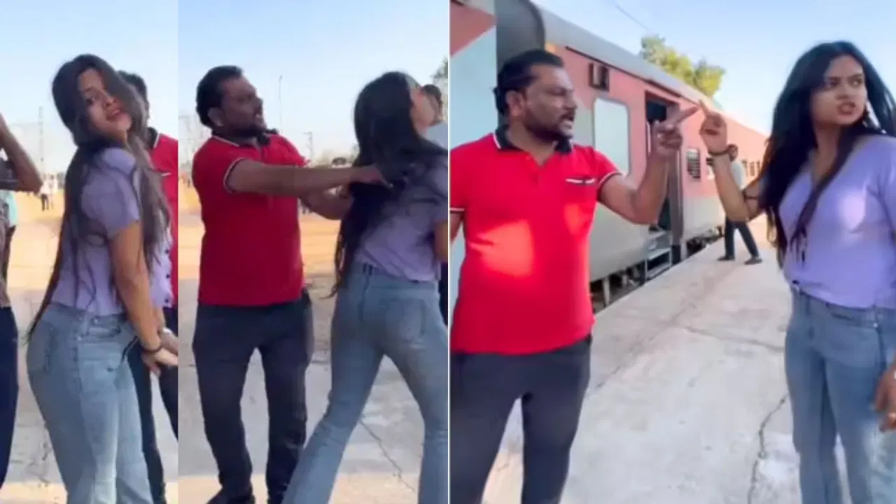 “ஓடும் ரயிலில் இருந்து இறங்கி வளைந்து நெளிந்து ரீல்ஸ் எடுத்த பெண்”… திடீரென தள்ளி விட்ட ஆண்… ஓரமா போக சொல்லி… போர்க்களமாக மாறிய ரயில்வே ஸ்டேஷன்… அதிர்ச்சி வீடியோ..!!!