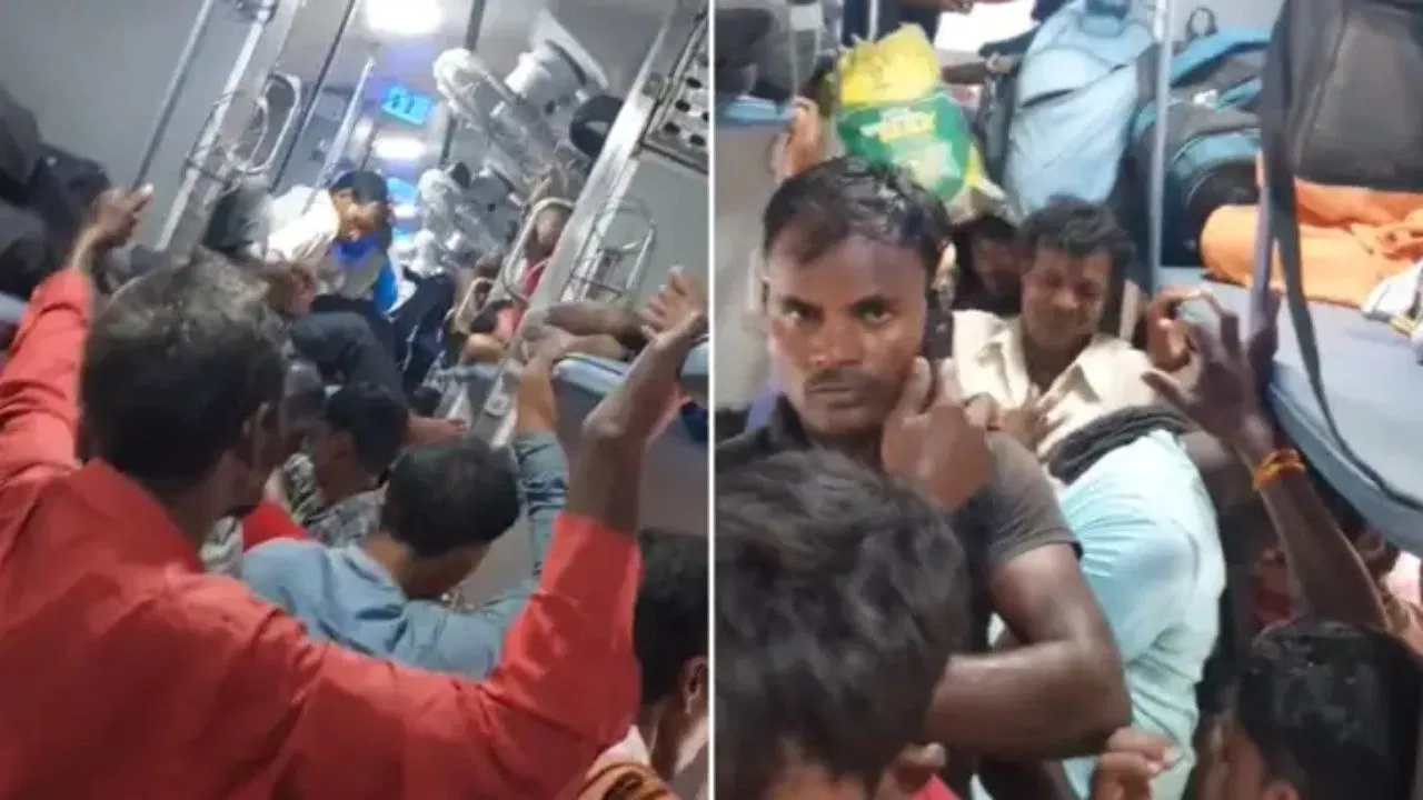 “ஸ்லீப்பர் பெட்டியில் பயணிகளின் அவஸ்தை”.. முன்பதிவு செஞ்சும் இந்த நிலைதானா..? எவ்வளவு சொல்லியும் பயனில்லை… வைரலாகும் அதிர்ச்சி வீடியோ…!!!