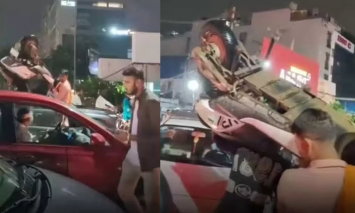 அடகொடுமையே…. என்ன டிராபிக்கு…. இதுக்கு மேல நம்மளால நிக்க முடியாது… போக்குவரத்து நெரிசலில் இருசக்கர வாகனத்தை தலையில் சுமந்து சென்ற இளைஞர்… வைரலாகும் அதிர்ச்சி வீடியோ…!!!