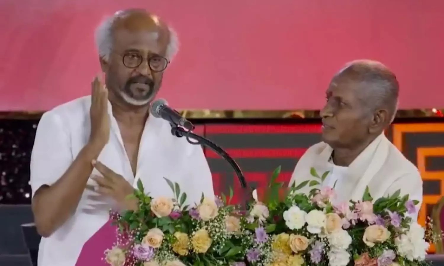 “நைட்டு 3 மணி ஆகிட்டு”.. அரை பாட்டில் பீர் குடிச்சிட்டு இளையராஜா போட்ட ஆட்டம் இருக்கே… கலகலப்பாக பேசிய நடிகர் ரஜினிகாந்த்… அரங்கமே சிரிப்பலை…!!!