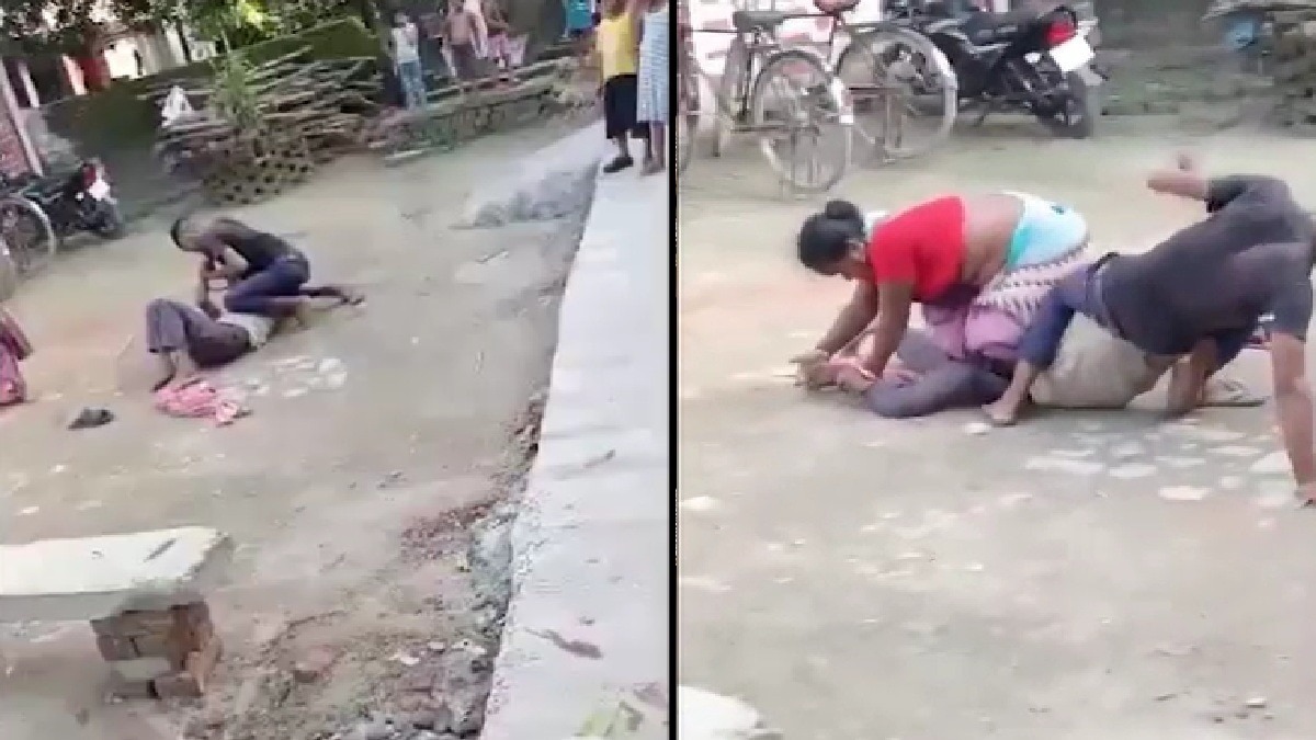 ஐயோ பதறுது..! “தெருவில் இழுத்துப் போட்டு மகனுடன் மைத்துனரின் மார்பில் அமர்ந்து கொடூரமாக தாக்கிய பெண்”… வைரலாகும் அதிர்ச்சி வீடியோ..!!!